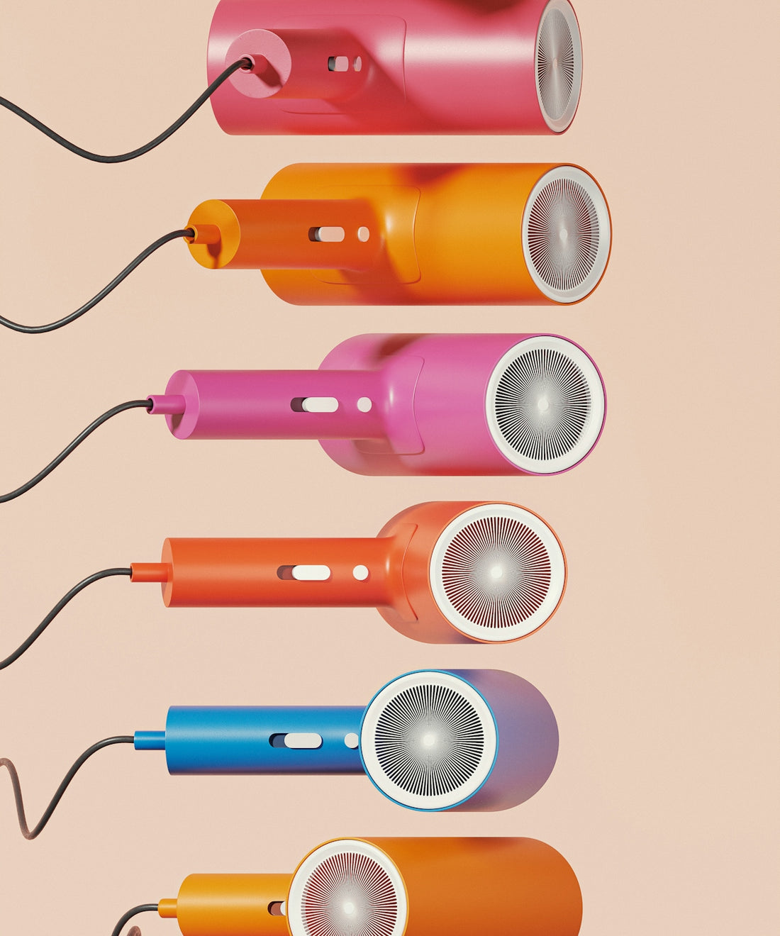 A set of four different colored electric toothbrushes