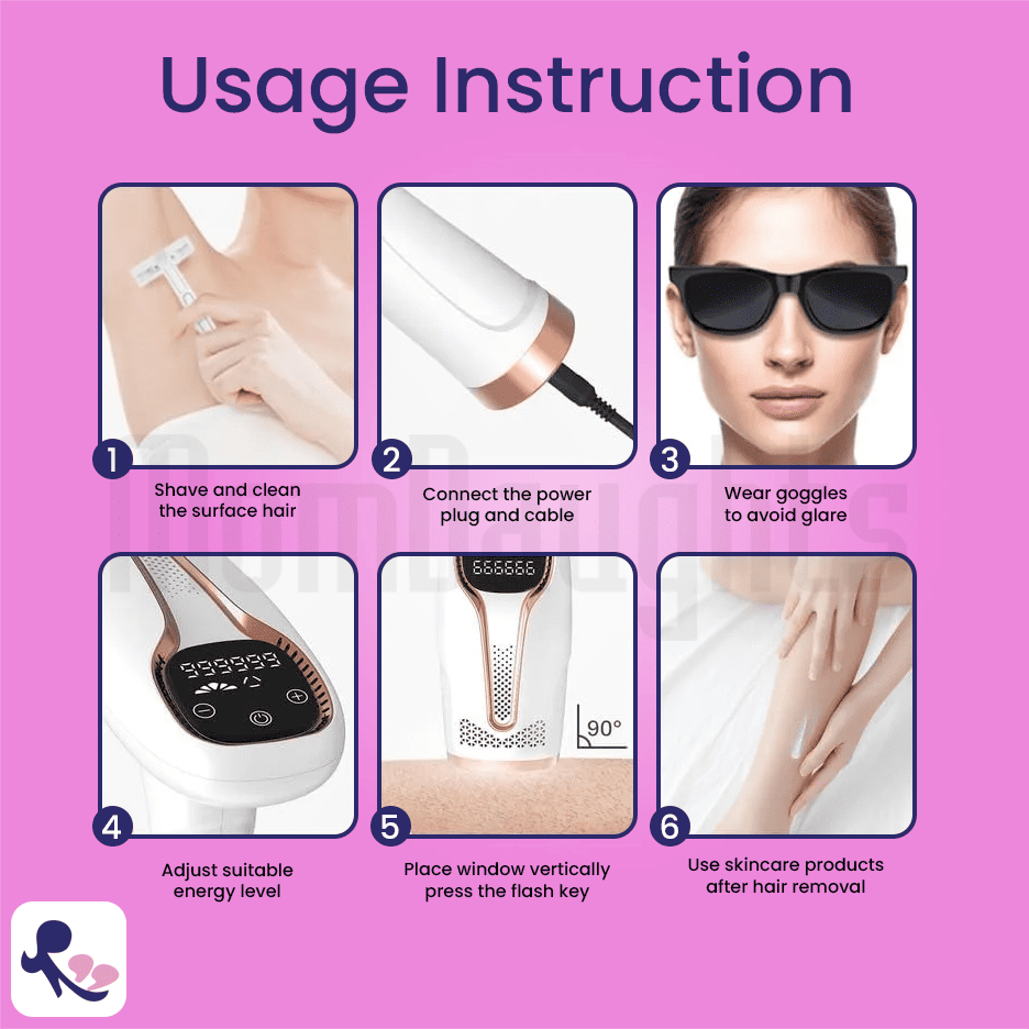 MomDaughts' Premium IPL Hair Remover with Cooling Effect.