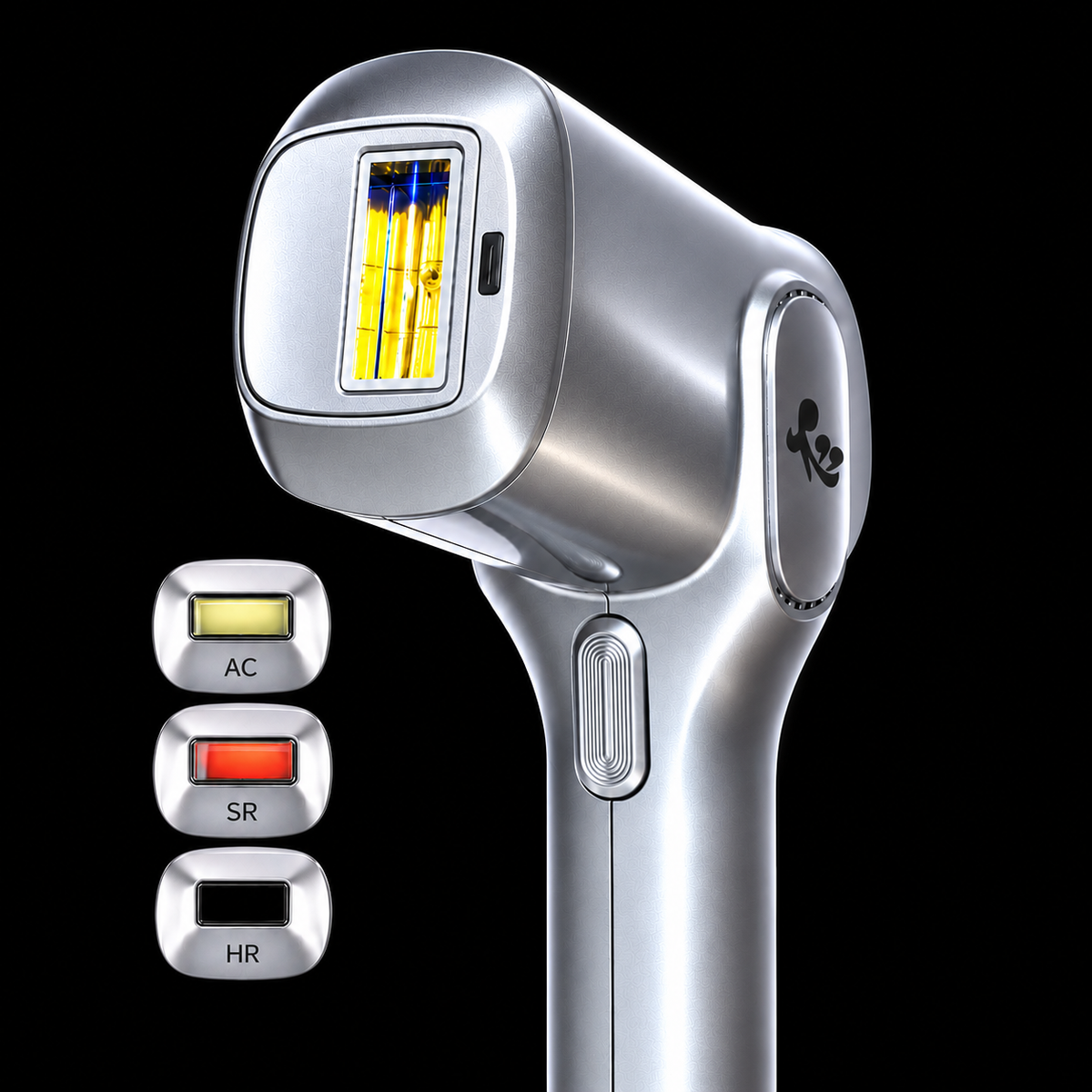 Indulge IPL device with its three interchangeable heads: AC, SR and HR