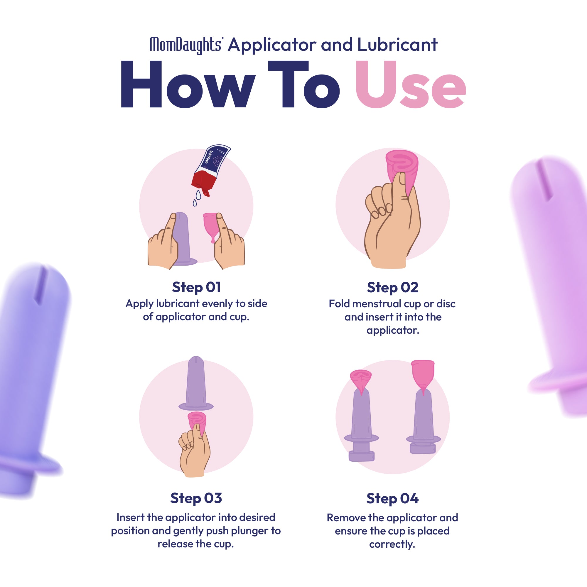 MomDaughts menstrual cup applicator set for comfortable, easy menstrual cup insertion.