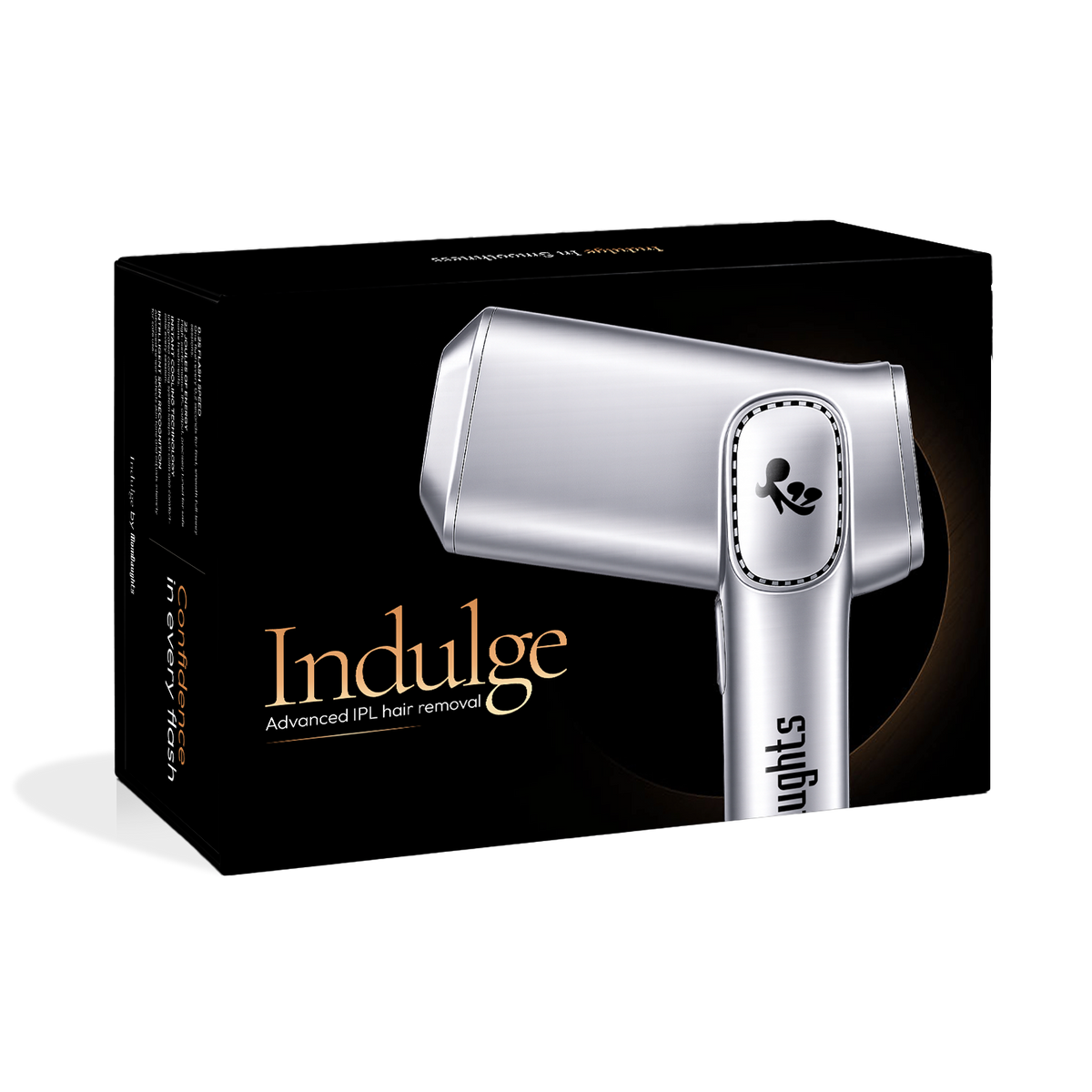 Indulge IPL box in black with the silver device on the front