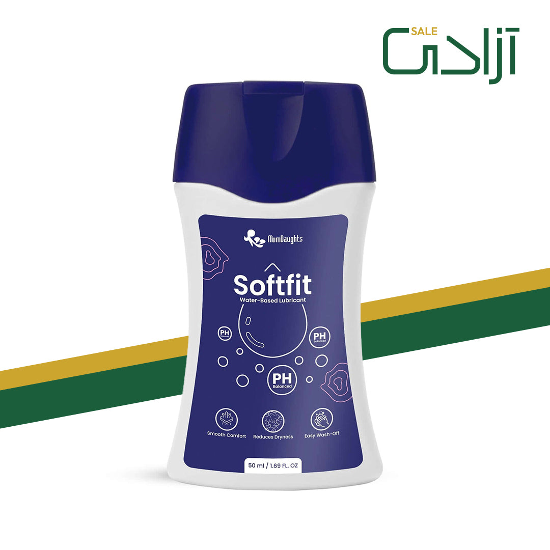 MomDaughts Softfit Lubricant for Menstrual Cups, 50ml bottle, smooth and gentle personal lubricant for comfortable use.