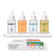MomDaughts Periodic Serums bottle with dropper, showing the product's packaging and design for skincare and health benefits.